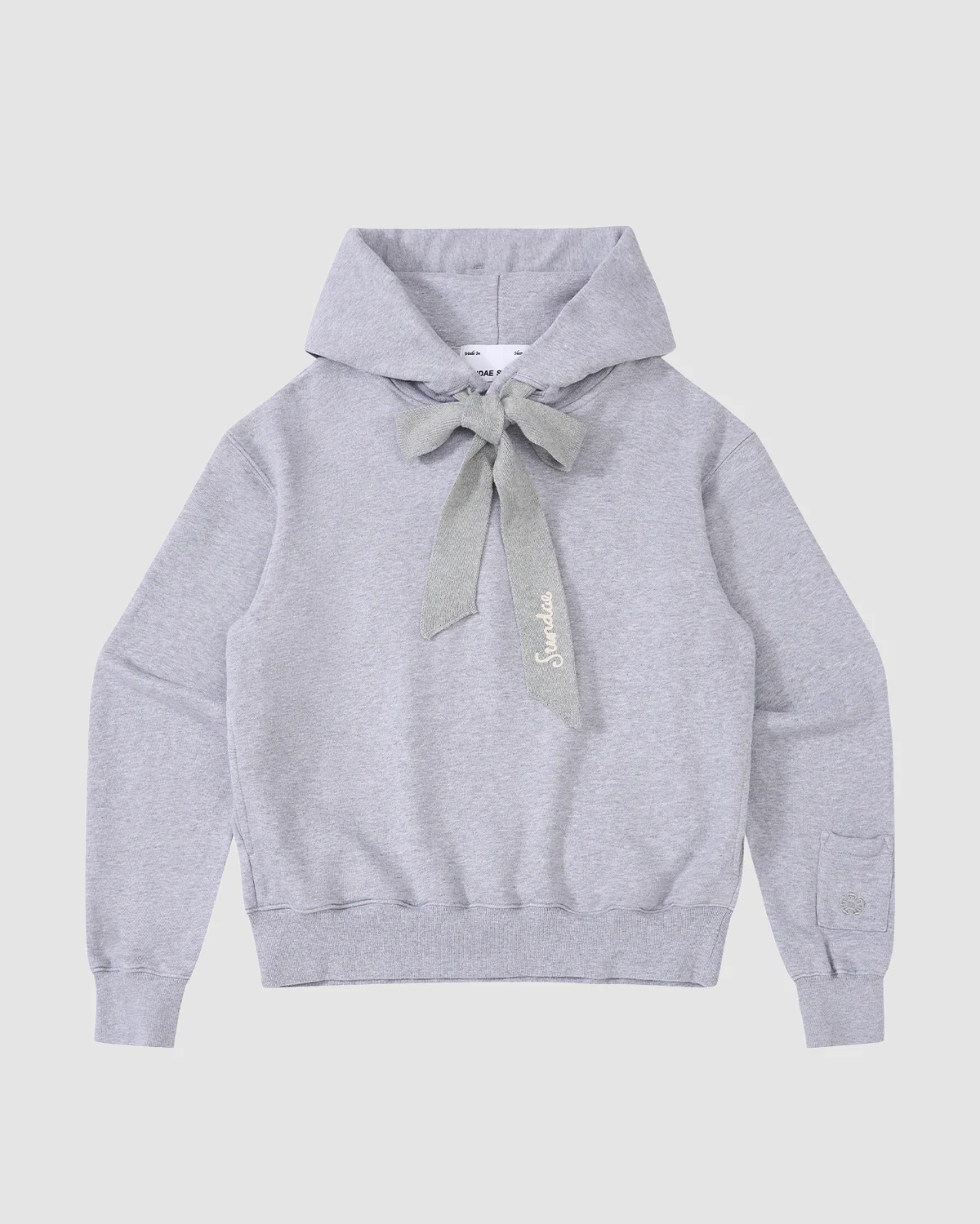 HEATHER GREY KNIT TIE HOODIE