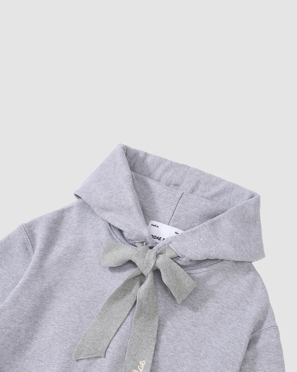 HEATHER GREY KNIT TIE HOODIE - Image 6