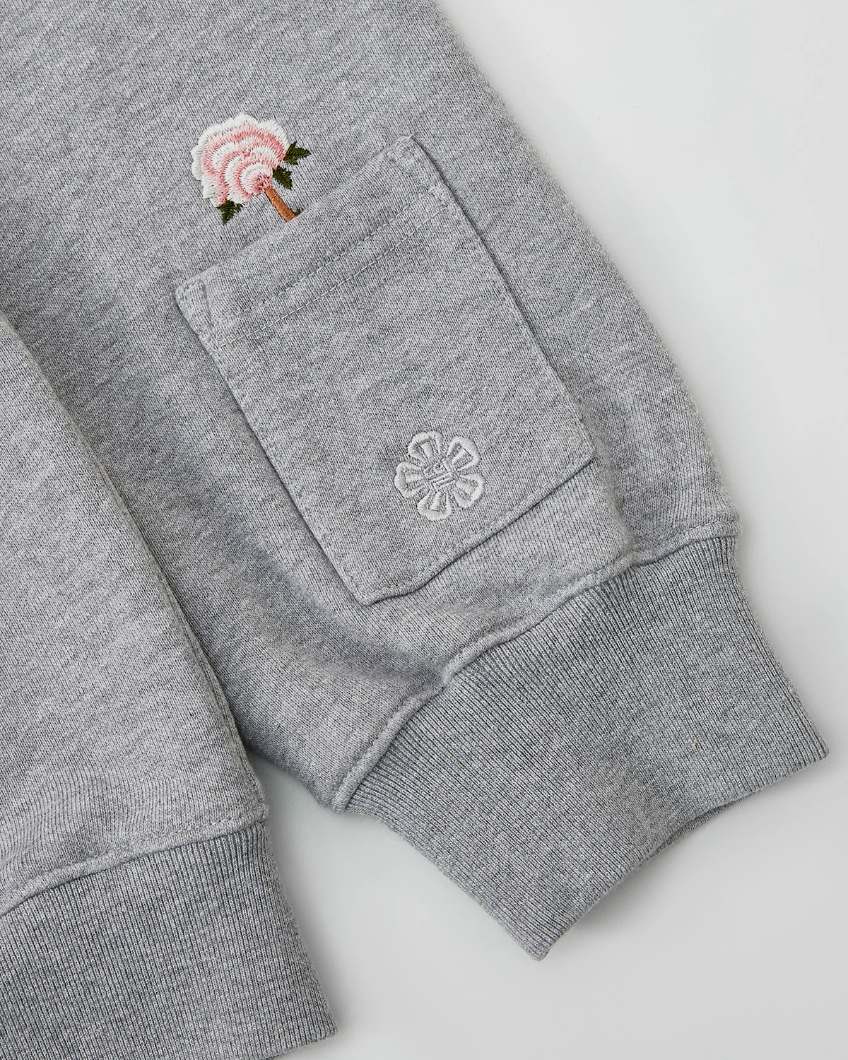 HEATHER GREY FLOWER KNOT ZIP UP HOODIE - Image 3