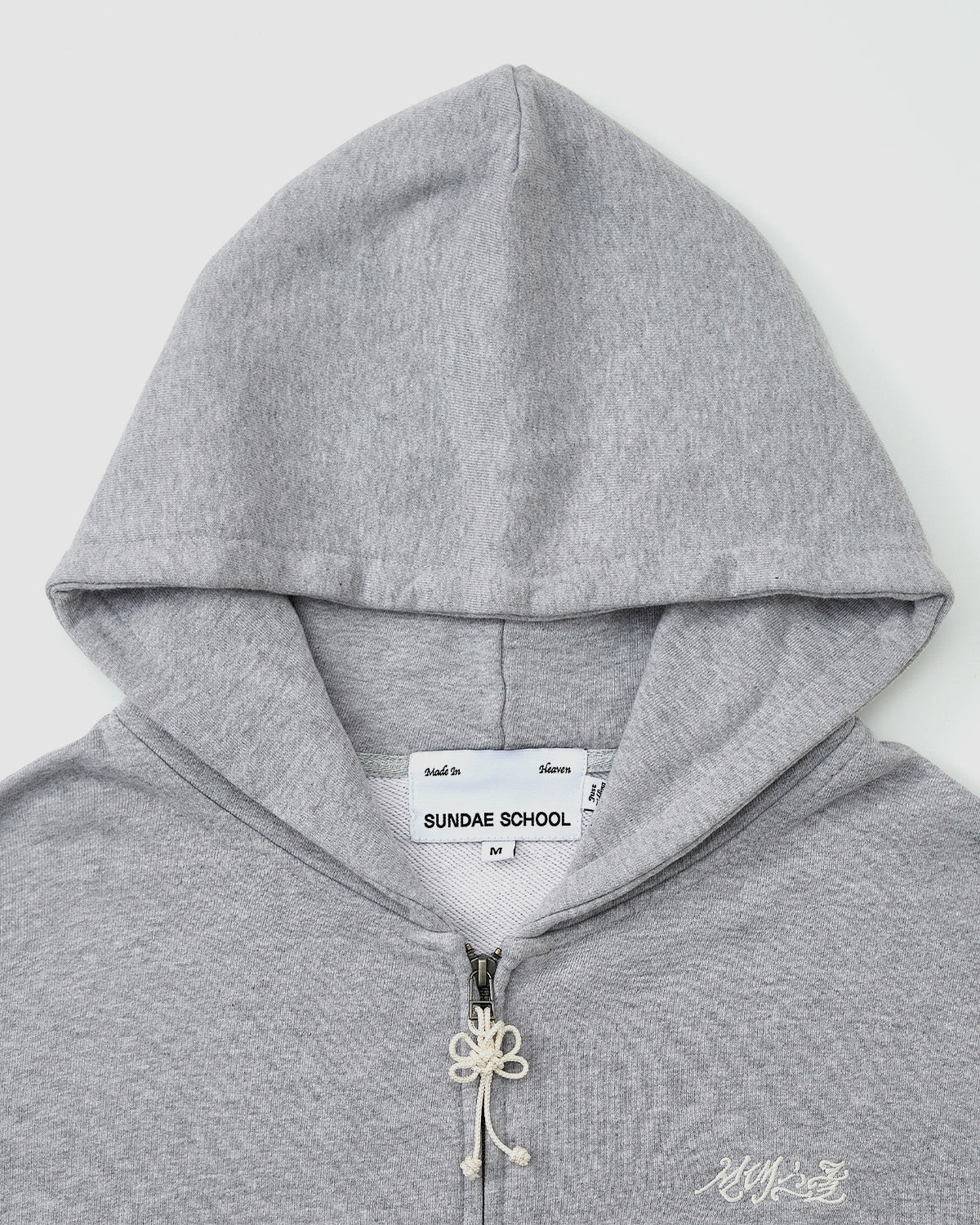 HEATHER GREY FLOWER KNOT ZIP UP HOODIE - Image 4