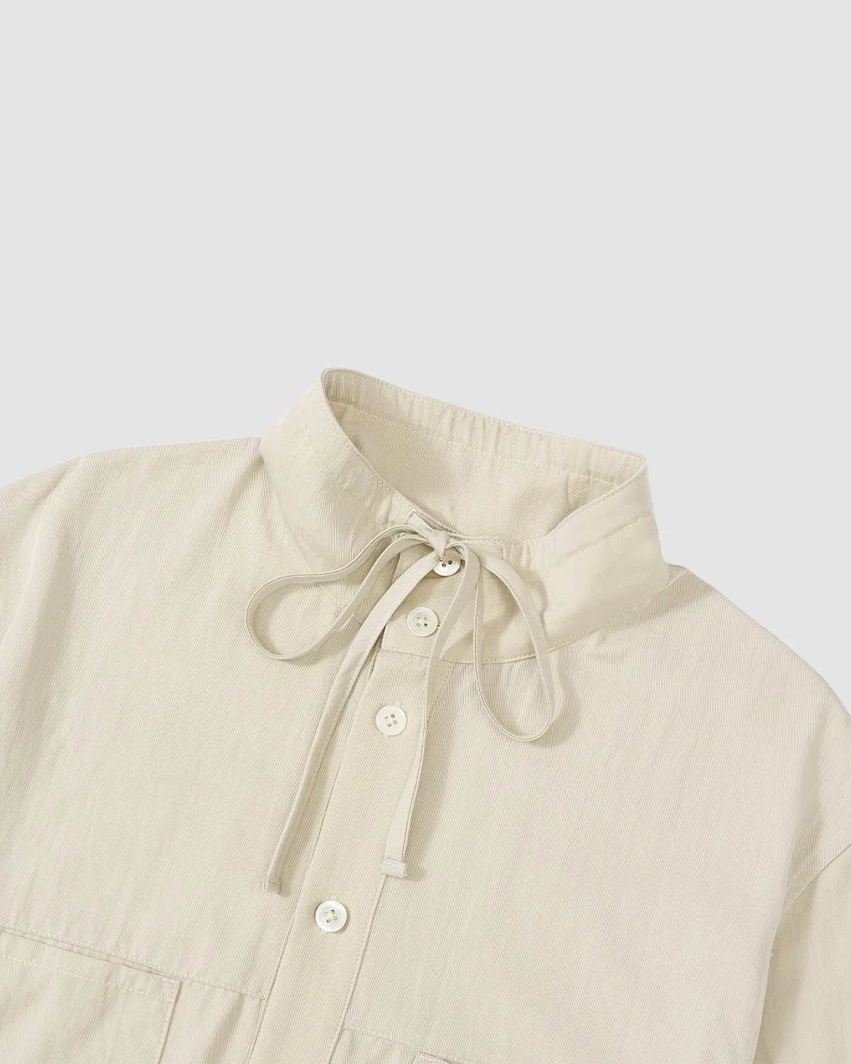 IVORY HIGH NECK TIE SHIRT - Image 8