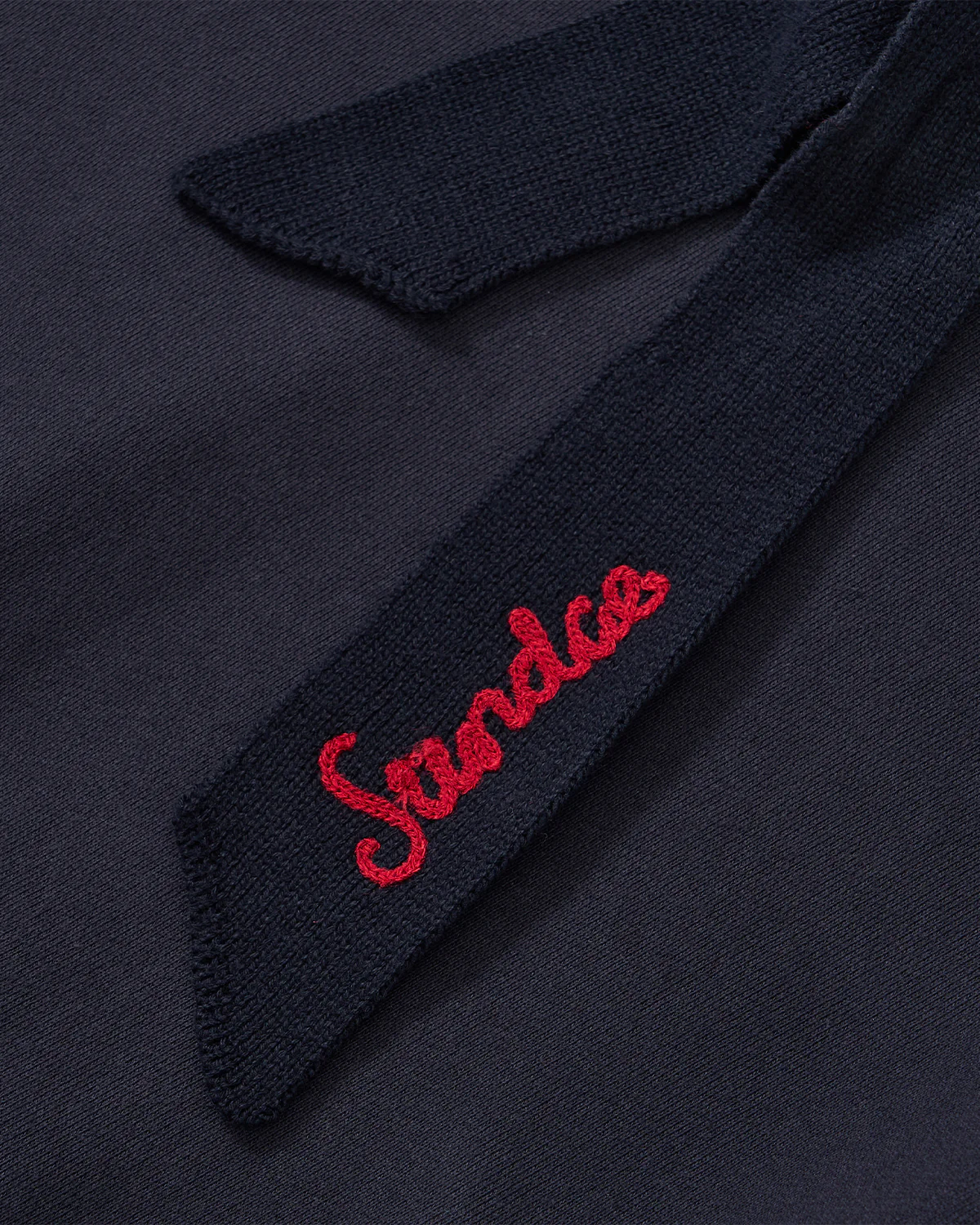 NAVY KNIT TIE HOODIE - Image 8